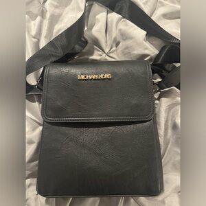 MK black leather bag